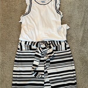 CAbi Black and White Striped Skirt Set
